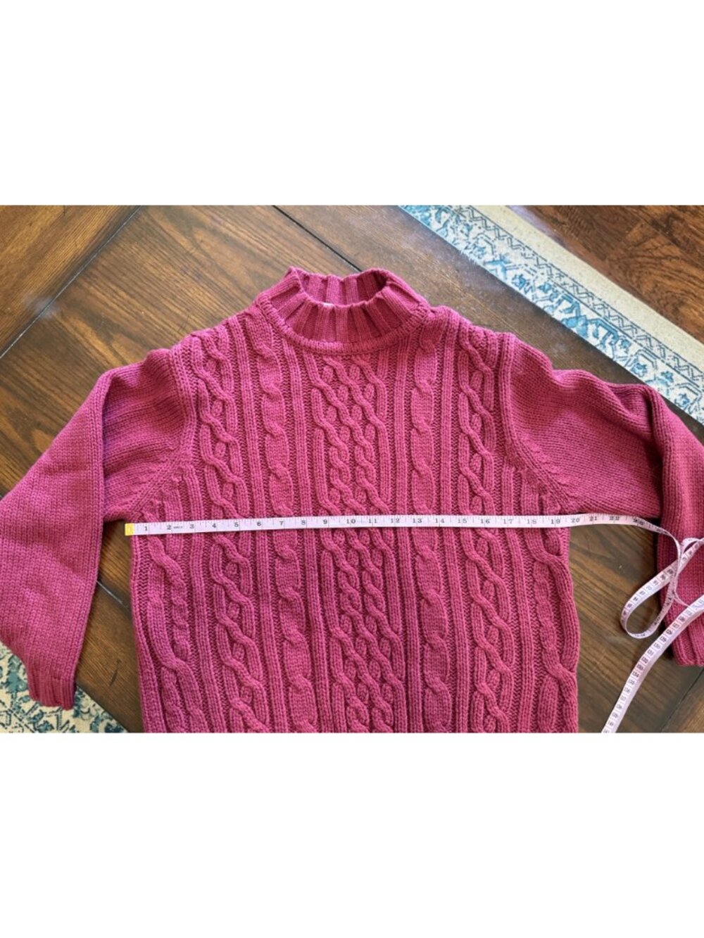 Vintage Classic Elements Cable Knit Sweater Mock Neck Red Thick Acrylic Petite M - Picture 4 of 7